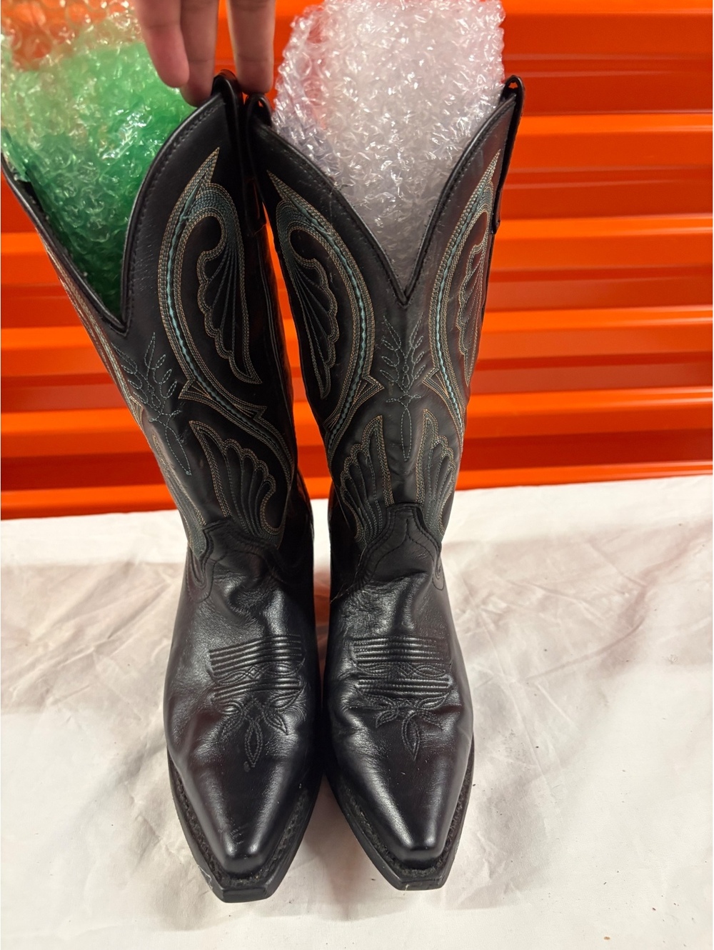 Laredo Women's Black Leather Western Cowboy Boots, Size 7.5M